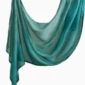 Elegant teal rayon printed headscarf with ethnic Turkish style pattern and soft drape - 180*70 / Lake Blue/Cyan Solid Feel (YW499-1#)