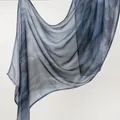 Elegant blue marble print rayon headscarf with ethnic style and soft texture - 180*70 / Grey-Blue Ink Print (YW481-1#)