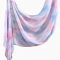 Tie-dye cotton printed hijab scarf with ethnic watercolor pattern in pink and blue - 180x70cm / Pink-Blue-White Three-Color Gradient (YW490-1#)