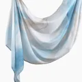 Elegant viscose headscarf featuring a soft blue and beige watercolor pattern print design - 180x70cm / Light Blue-Beige Ink Texture (YW489-1#)