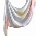 Soft viscose hijab with ethnic floral print in elegant pastel yellow and pink tones - 180x70cm / Blue-Yellow-Peach Gradient Watercolor (YW495-1#)