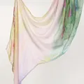 Elegant ethnic style floral print viscose headscarf for women with soft pastel tones - 180x70cm / Multicolor Dyed Artistic Floral (YW479-1#)