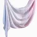 Soft gradient blue to purple cotton printed headscarf with abstract white branch pattern - 180x70cm / Blue-Pink-Purple Gradient Vein (YW494-1#)