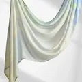 Elegant viscose headscarf featuring a soft yellow and blue gradient with pink floral details - 180x70cm / Fresh Blue Yellow Green Gradient Floral (YW478-1#)