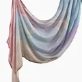 Elegant rayon hijab featuring a soft pink and blue gradient with gold marble print - 180x70cm / Pink Purple Blue Gradient Irregular Texture (YW486-1#)