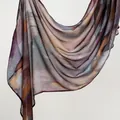 Ethnic style printed cotton headscarf for women in purple and brown hues - Ethnic Style Abstract Smudge Scarf (YW439-1#) / 180x70cm / Purple, Brown and Grey