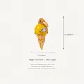 Raffinato ciondolo a cono gelato in smalto giallo in rame con misure e peso indicati - Ciondolo Gelato Nuvola