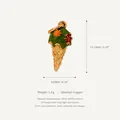 Detailed copper ice cream cone pendant with green scoop and floral accents - Maple Leaf Ice Cream Pendant
