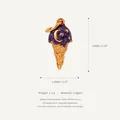 Ciondolo a cono gelato in smalto viola delicato realizzato in rame placcato oro - Ciondolo Gelato Luna e Stella