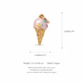 Pendaglio a forma di cono gelato in smalto rosa con finitura in rame placcato oro per gioielli - Ciondolo Gelato Fiore Arcobaleno