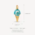 Squisito ciondolo a cono gelato placcato oro 18K con dettaglio motivo a onde blu - Ciondolo Gelato Onda del Mare