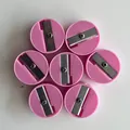 High-quality mini round pink pencil sharpener set with single hole for students and office. - Round Pink