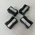 Set of four mini manual black plastic single-hole pencil sharpeners for school students - Rectangular Black