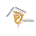 Detailed dimension view of this vintage gold stainless steel ring with elegant pearls - Double Layer Irregular Artificial Pearl Style (G10472) / Gold