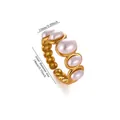 Detailed view of retro palace style ring with imitation pearls and size dimensions - Five-Pearl Arrangement Vintage Style (G129426) / Gold