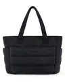 Bolso tote acolchado negro de gran capacidad con correas y bolsillos laterales - Negro