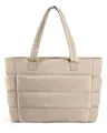 Bolso tote acolchado beige de gran capacidad para viaje y trabajo - Caqui