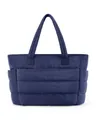Stijlvolle marineblauwe gewatteerde puffer draagtas voor dames met grote schouderbanden - Marineblauw