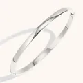 Minimalist polished silver stainless steel flat bangle bracelet with a mirror finish - 4mm Width / Steel