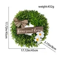 Artificial Christmas door wreath with Home Sweet Home sign, dimensions and weight details. - 45CM/432g
