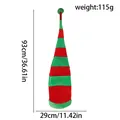 Extra long red and green striped Christmas elf hat with inner wire for adjustable shapes - Long Red And Green Wire Hat (B3-6)