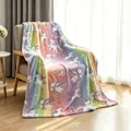 Ultra-soft glow-in-the-dark flannel blanket with colorful unicorn and rainbow patterns - 100*150cm / Unicorn