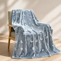 Soft glow-in-the-dark flannel blanket with space rocket patterns for kids cozy bedding - Starry Spaceship / 100*150cm