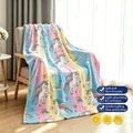 Couverture en flanelle luminescente avec motifs de licornes pour des siestes douces - Cheval de diamant arc-en-ciel / 70*100CM