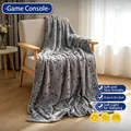 Couverture grise en flanelle phosphorescente avec motif de manette de jeu - Console de jeu / 70*100CM