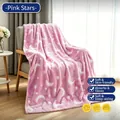 Couverture en flanelle rose phosphorescente avec motifs d'étoiles et de lune pour le lit. - Étoile Rose / 70*100CM