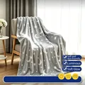 Couverture en flanelle grise phosphorescente avec motifs d'étoiles et de lunes - Étoile grise / 70*100CM