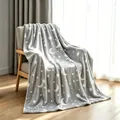 Manta de franela gris fluorescente con motivos de estrellas y lunas blancas - Estrella gris / 70*100CM