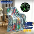 Couverture en flanelle phosphorescente avec motifs baleine et tortue du monde marin pour sieste - Monde Marin / 70*100CM