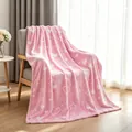 Manta suave de franela rosa que brilla en la oscuridad con corazones y estrellas para cama - Corazón Rosa / 70*100CM