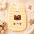 Niedliche gelb gestreifte Fleece-Hundeweste mit Bären-Patch und Metall-Leinenring - XXL (Empfohlenes Gewicht 15-20斤) / Oberteile / Gelber Bär