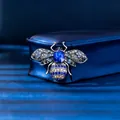 Exquisite blue crystal bee brooch pin with sparkling rhinestones for fashion decor - Antique Gold Blue Bee (XD10984-2) / Antique Gold, Blue