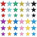 Close-up of colorful glitter star embroidered patches for DIY clothing decor. - Full Set / Full Set