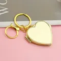 Elegant heart-shaped gold folding pocket mirror keychain for DIY gift personalization - Heart-Shaped (With Lobster Clasp) / Gold