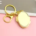 Elegant gold oval metal folding mini pocket mirror keychain with lobster clasp pendant - Oval (With Lobster Clasp) / Gold