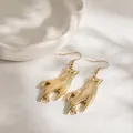 Élégantes boucles d'oreilles dorées en forme de main avec motif de doigts croisés - Crochet d'Oreille Rétro Main Bonne Chance Doigts Croisés (E4917-1) / Or