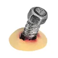 Accesorio realista de broma de Halloween con un perno a través de carne simulada - Talla única / Decoración de tornillo / Plateado