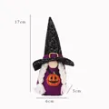 Cute Halloween pointed hat gnome doll with pumpkin decoration and white braids variant - Style C (X-Y11) / Purple Female Gnome Hanging