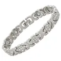 Elegante zilveren magnetische energiearmband met klaver strass inlays voor dames - Klavertje Vier Geluksstijl / Zilver