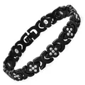 Elegant zwart magnetisch armbandje met kristallen en verstelbare schakels voor dames - Klavertje Vier Geluksstijl / Zwart