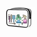 Clear PVC toiletry bag with 'Beauty Salon' print and grooming icons, size 20x15x6cm. - Toiletry Supplies Storage (20x15x6cm)