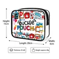 Transparent PVC toiletry bag with medical cartoon print and size labels - Family Medical Storage (20x15x6cm)