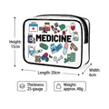Transparent PVC medicine organizer bag with medical prints for travel and home use - Family Medicine Bottle Bag (20x15x6cm)