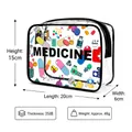 Clear PVC medicine storage pouch with colorful pill patterns and zipper closure 20x15x6cm - Family Pill Bag (20x15x6cm)