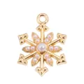 Pendentif flocon de neige doré exquis avec des accents de perles centraux et radiaux - Pendentif Flocon de Neige avec Groupe de Perles Doré (px1122-19)