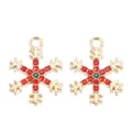 Pendentif flocon de neige de Noël avec strass rouges et verts en alliage doré chic - Pendentif Flocon de Neige Doré Pavé de Strass Rouges et Verts (px1122-30)